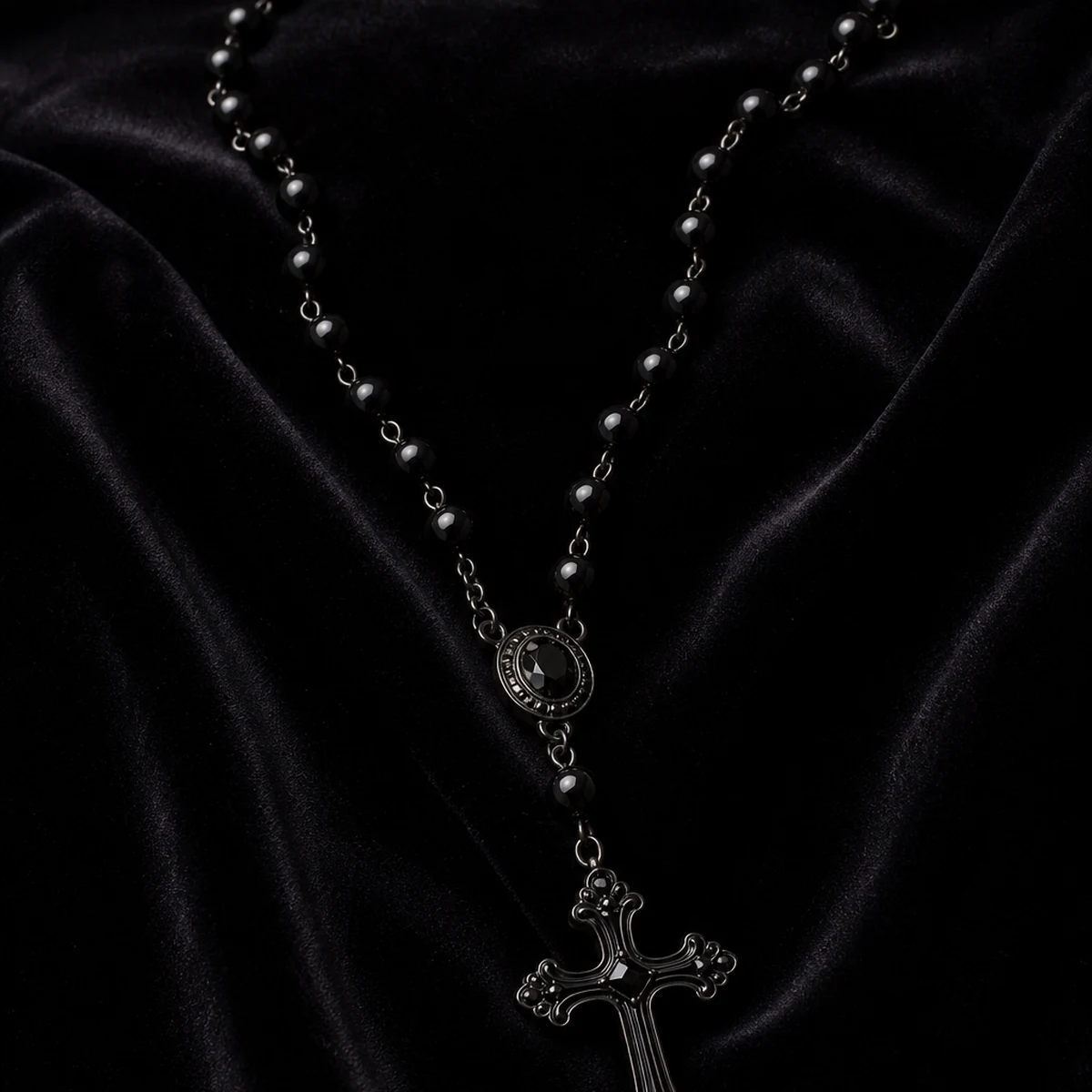 Balance & Faith - Onyx Rosary Necklace