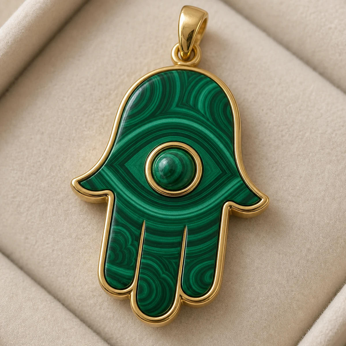 Abundant Blessings Malachite Hamsa Engravable Charm